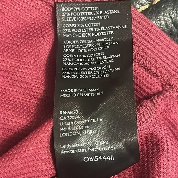 "NWT"Maeve | Anthropologie Burgundy Tiered Satin Sleeve Ribbed Knit Blouse -Sz.S - Picture 7 of 12